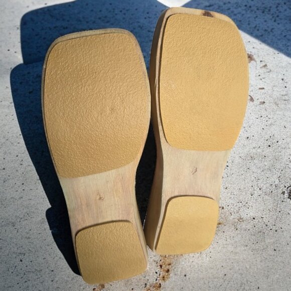 NEW MANGO MNG ( 7.5 ) Black Bovine Leather Wood Square Toe Asymmetric - Picture 9 of 9